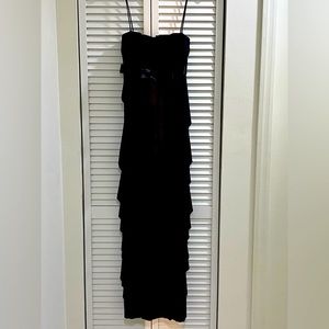 Black ruffle evening gown